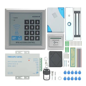 TZAD2000M-02 RFID Kapı Erişim Kontrol Sistemi Seti,280Kg Elektrik Manyetik Kilit Güç Kaynağı İle Ev Güvenlik Sistemi Yakınlık D 10