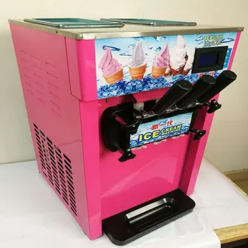 Üç Kafa Yumuşak Dondurma Makinesi Paslanmaz Çelik dondurma yapma makinesi s Makinesi Ticari Tatlı Koni otomat 11