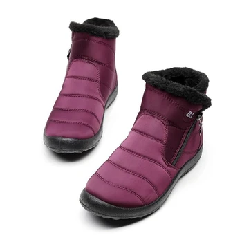 Kış Moda Kalın Peluş Sıcak pamuklu ayakkabılar Kadın yarım çizmeler Su Geçirmez Kadın Kar Botları Kaymaz Hafif Botas Mujer