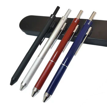 4İn1 Renkli Metal Tükenmez Kalem 3 Renk Kırmızı Mavi Siyah Tükenmez Kalem 1 Otomatik Kalem Okul Ofis Yazma Kırtasiye Hediye 4
