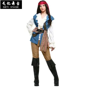 yeni Cadılar Bayramı korsan kostümleri kadınlar için kadın yetişkin cadılar bayramı kaptan jack kostüm korsanları cosplay