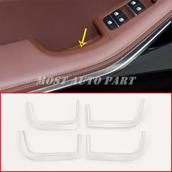 Siyah / Gümüş ABS Plastik Krom Karbon Fiber Bak İç Araba Kapı saklama kutusu Dekoratif Çerçeve Trim İçin BMW X5 G05 2019-2021 16