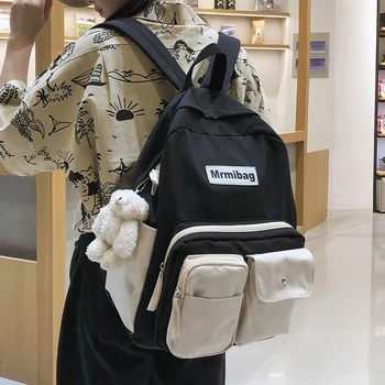 LENLEI Moda Kadın Sırt Çantası Su Geçirmez Naylon Çok Cep Schoolbag Genç Unisex Büyük Kapasiteli seyahat sırt çantası Sırt Çantası