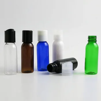 50x30 ml Taşınabilir mavi açık kehribar mavi yeşil plastik pet krem şişesi disk kapağı ile 1 oz kozmetik ambalaj kozmetik konteyner 12
