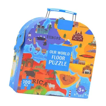 100 adet/takım Dünya Haritası yap-boz Çocuk Eğitici Oyuncaklar Kültür Coğrafya Tanıma Oyuncak Seyahat Toka Bavul