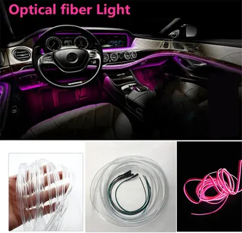 Araba LED iç ortam ışığı dekoratif lamba Fiber Optik iç aydınlatma pembe 12