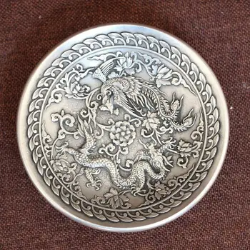 Çin el yapımı antika Xuan De Tibet gümüş ejderha Phoenix Fırça Yıkayıcılar 18