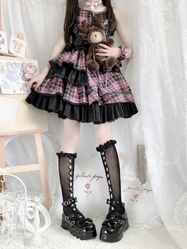 Japon çay partisi tatlı lolita ayakkabı vintage yuvarlak kafa gotik platformu kadın ayakkabı sevimli dantel ilmek kawaii ayakkabı loli cosplay 12