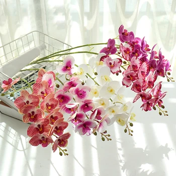 1 Paket 7/11 Kafa Kelebek Orkide 3D Baskı Sahte Çiçek Yapay Phalaenopsis Gerçek Dokunmatik Ev Dekor Duvar Düğün DIY Dekorasyon 16
