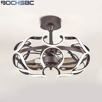 BOCHSBC Modern LED ışıklı tavan fanı Alüminyum uzaktan kumanda invertör Fanı Asılı restoran için lamba Yatak Odası Oturma Yemek Odası
