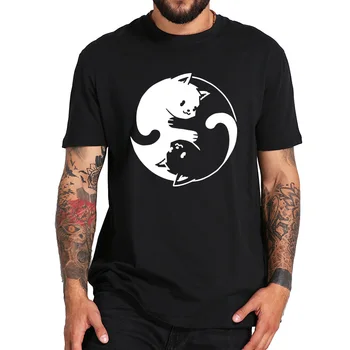Taichi Kedi T-shirt Yinyang Kung Fu Sevimli Grafik Tasarım Kısa Kollu Yüksek Kaliteli Üstleri Tee Hediyeler Boyutu %100 % Pamuk 12