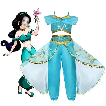 Çocuk Yeni Vestidos Çocuk Yasemin Doğum Günü süslü elbise Küçük Kız Arap Prenses Dans 3 4 5 6 7 8 9 10 Yaşında Giyinmek