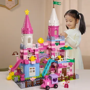 Kızlar Prenses Kale Yapı Taşları Oyuncak DIY Uyumlu Duploed Tuğla Montaj Tuğla İnşaat Yapı Oyuncaklar Çocuklar İçin