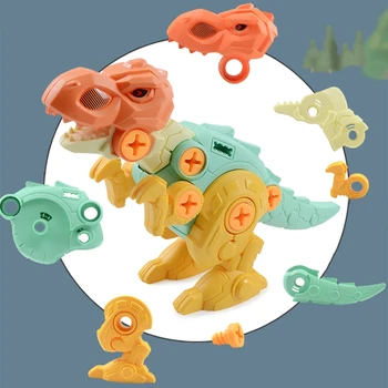 4 ADET Eğitim KÖK Blokları Ortak Dinozor Parçaları Gelişim DIY Modeli Oyuncak Çocuklar için Öğrenme Hediye dahil Tornavida 11