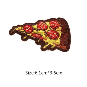 Boyutu 6.1 cm * 3.6 cm DIY Küçük Pizza Yamalar İşlemeli Demir On Patch Giyim İçin Etiket Rozeti Macun Giysi Çantası Pantolon 19