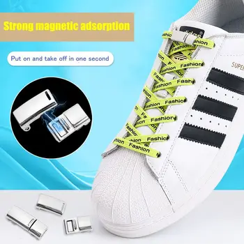 Yeni Manyetik kilit Ayakabı Hiçbir kravat Ayakkabı Bağı Sneakers Elastik Ayakkabı Dantel Çocuklar İçin Yetişkin Tembel Hızlı Basın Kilitleme Düz Ayakkabı Dizeleri 10