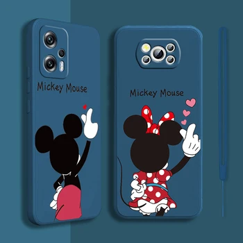 Kırmızı Mickey Minnie Çiftler telefon kılıfı Xiaomi POCO M5 M4 X4 F4 C40 X3 NFC F3 GT M4 M3 M2 Pro C3 X2 4G 5G Sıvı Halat Kapak Fundas 18