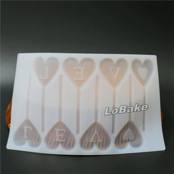 Yeni gelenler 8 kaviteler AŞK kalp sitck şekli ile yumuşak silikon çikolata pul kalıp kek dilim dekorasyon malzemeleri 17