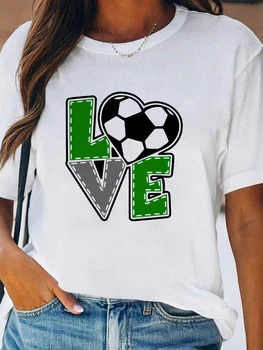 Aşk Futbol Grafik Baskı T-shirt Aşk Futbol Harajuku Kısa Kollu Kadın Üst Brezilyalı Seçim T-shirt 2022 kadın kıyafetleri 15