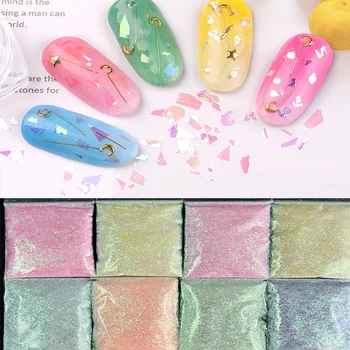 15 renkler( 20g)Yanardöner Cam Kağıt Glitter Tırnak Tedarikçisi Aurora Selofan Sequins Tıknaz Toz Kırık Cam Çıkartması Kağıt#176 p