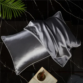 En iyi 48 * 74cm ipek yastık kılıfı tek taraflı saf renk dut ipek yastık kılıfı havlu örtüsü ipek saten düz yastık örtüsü 1 adet 15