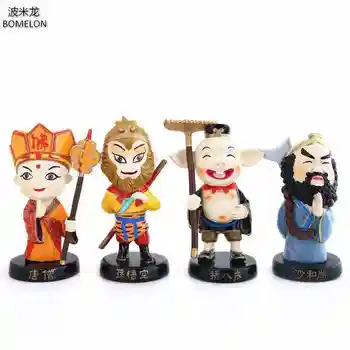 4 Adet / takım Batı'ya Yolculuk Kawaii Mini Reçine Bebek Tang Keşiş / Maymun Kral Anime oyuncak figürler Çin Etnik Bebek çocuk oyuncakları 6