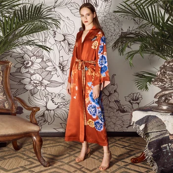 Sonbahar Kış Ağır İpek Elbise Kadın İpek Elbise Dışında Giyilen Retro Tarzı Ev Giyim Kumaşları Ağır Pijama Etek 12
