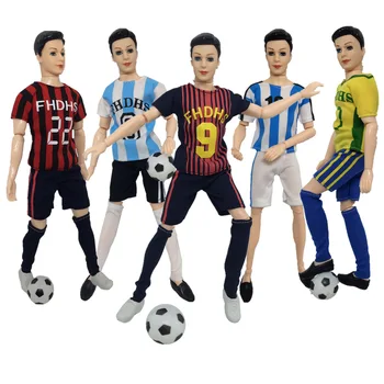 1 Takım Rahat Erkek Kadın Futbol Spor Giyim Kostüm gömlekler kısa pantolon Çorap barbie bebek Aksesuarları Çocuk Oyuncak 6