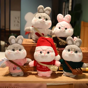 30cm Yeni Popüler Doldurulmuş Yumuşak Karikatür Tavşan peluş oyuncaklar Sevimli Giyinme Tavşan Bebek Çocuk noel ev dekoru Hediye 2022