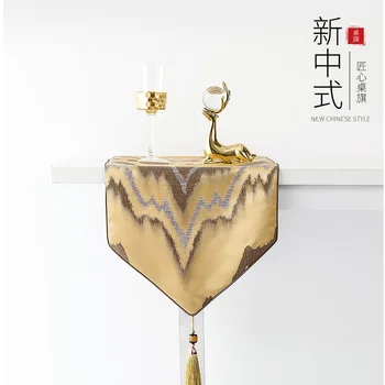 Yüksek dereceli Jakarlı Püsküller Masa Koşucu Su Dalgalanma Masa Bayrağı Yeni Çin Tarzı Dekoratif Yemek çay masası Örtüsü Masa Örtüsü 1