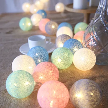 5 CM pamuk topu Led dize ışık noel çelenk dekoratif lamba peri bahçe parti bebek yatağı düğün perdesi tatil yatak odası 2