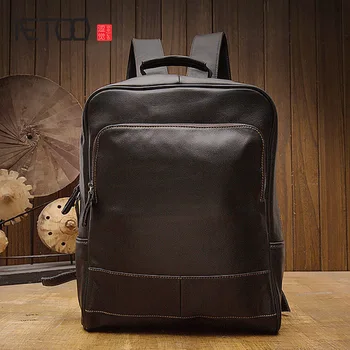 AETOO El Yapımı deri erkek sırt çantası, ilk katman deri seyahat sırt çantası, moda okul çantası, iş bilgisayar çantası 16