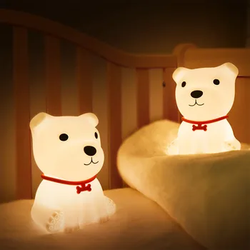Silikon Gece Lamba USB Küçük Sevimli Köpek Gece Çocuk Güç Uyku için Işık Şarj Decorativas Düğmesi Luminarias Geçin  14