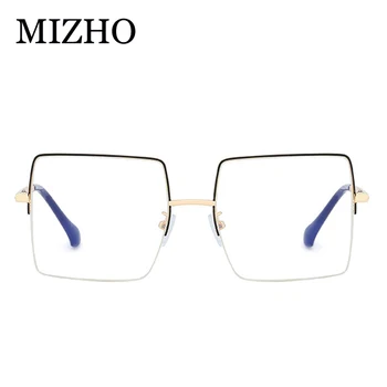 MIZHO Yüksek Kaliteli Optik gözlük Büyük Boy kare çerçeve Işınları Radyasyon Gümüş Anti mavi ışık gözlük Koruyucu Pencereler Kadınlar