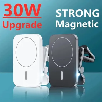 30W Manyetik Araç Kablosuz Şarj Hava Firar Standı Macsafe iPhone 14 13 12 Pro Max Araç Montaj Telefon Tutucu Qi Hızlı Şarj 6