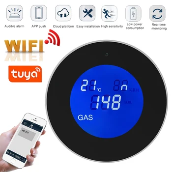 Lcd ekran Tuya WiFi GAZ LPG kaçak sensörü alarmı Yangın Güvenlik dedektörü APP Kontrol ev Güvenlik akıllı Sıcaklık izleme 6