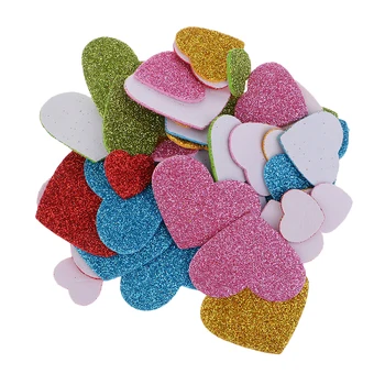 50 Adet kalp Glitter köpük duvar çıkartmaları çocuk kreş oturma odası dekor için 2