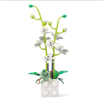 MOC Yapı Taşı C7227 Renkli Phalaenopsis Vazo yapay çiçek Buketleri Bitkiler Çin Tarzı Ev Dekorasyon Fikri Hediyeler 15