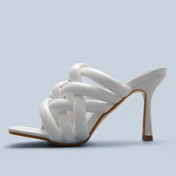 Avrupa ve Amerikan Yeni Moda Dokuma İçi boş Roma yüksek topuklu sandalet Artı Boyutu kadın ayakkabısı 17