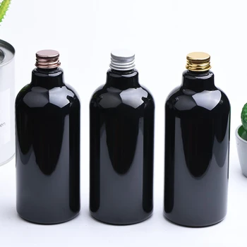 12 adet 500ml Boş Alüminyum Kap PET Siyah Şişeler, Büyük Kozmetik Şampuan Parfüm Yağı Şişeleri Sıvı sabun Duş Jeli Cilt Bakımı 19