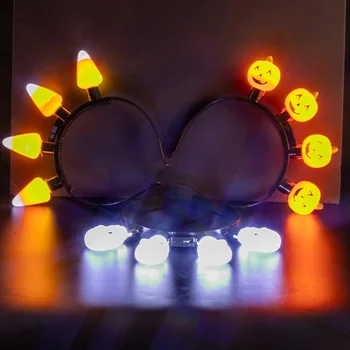12 adet Light Up Kafa Bandı Kabak Kafatası Ampul LED Saç Şapkalar Kadınlar Aydınlık Festivali Kostümleri Noel Navidad