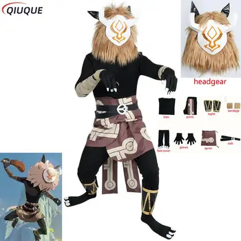 Genshin Darbe Hilichurl Cosplay Kostüm Oyunu Giyim Peluş Hood Başlık Maskesi Erkek Kadın Cadılar Bayramı Kostümleri