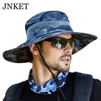 JNKET Yeni Yaz Açık Nefes Geniş Ağız Güneş Şapka Kamuflaj Balıkçı Şapka Erkek Kadın Boonie Şapka 17