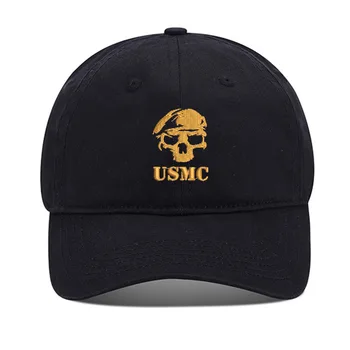 Lyprerazy beyzbol şapkası USMC Kafatası Unisex Nakış beyzbol şapkası Yıkanmış Pamuk Işlemeli Ayarlanabilir Kap