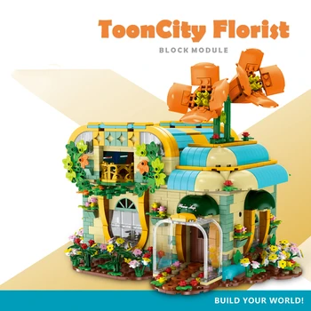 2102 ADET Şehir Çiçekçi Mimari Yaratıcı Yapı Taşları MOC Modüler Ev Sokak Görünümü Tuğla Oyuncaklar Çocuklar İçin Hediyeler Arkadaşlar 15