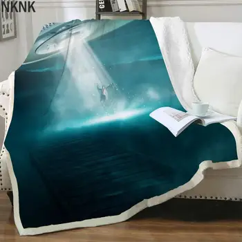 NKNK Brank Ufo Battaniye Galaxy Yatak Örtüsü Yatak Alanı Yatak Atmak Evren Peluş Atmak Battaniye Sherpa Battaniye Moda Premium 18