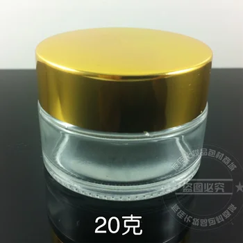 parlak altın alüminyum kapaklı 30 adet boş 20g şeffaf cam krem kavanoz, krem için toptan cam 20 gram kozmetik kavanoz 18