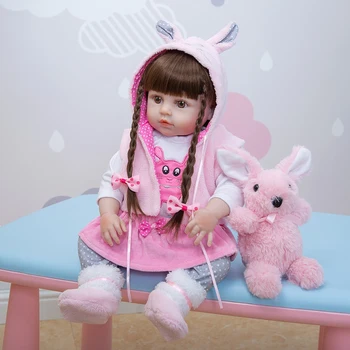 48CM Bebe Reborn Silikon Tam Vücut Gerçekçi Prenses Bebek bebek oyuncakları Kız için çocuk Günü Doğum Günü Hediyeleri 7