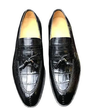 chue İngiliz tarzı yeni timsah deri erkek ayakkabısı eğilim eğlence timsah Deri erkek ayakkabısı sivri erkek mokasen ayakkabıları 6