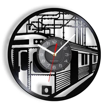 Yüksek Hızlı Demiryolu Tren Retro Vinil Kayıt duvar saati Ulaşım Tesisi Sanat Ev Dekor İzle Kez Biletleri Mühendisi Hediye 3